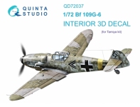 Quinta Studio 1/72 Bf 109G-6 3D Interior decal #72037 (Tamiya)